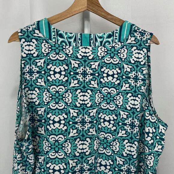 COOLIBAR Oceanside Tank Dress Sleeveless Geometric Blue Green Size 2X Plus - Picture 6 of 9